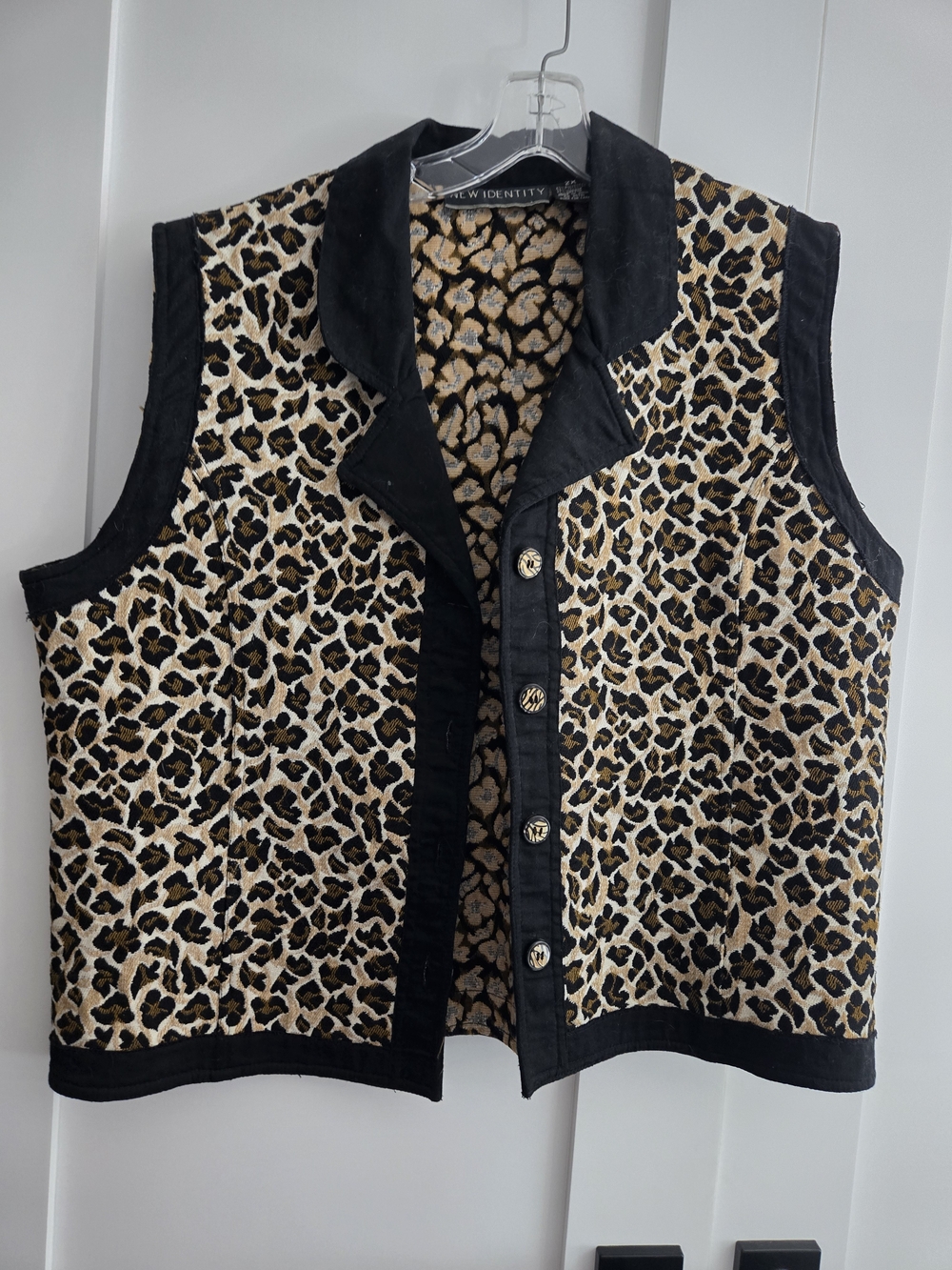 Leopard Print Sleeveless Vest with Black Trim by Identity